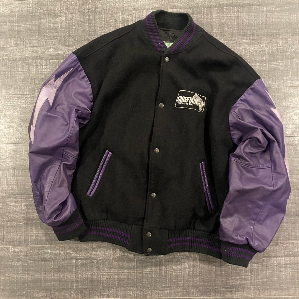 Vintage Purple and Black Cactus Jack Bomber Jacket